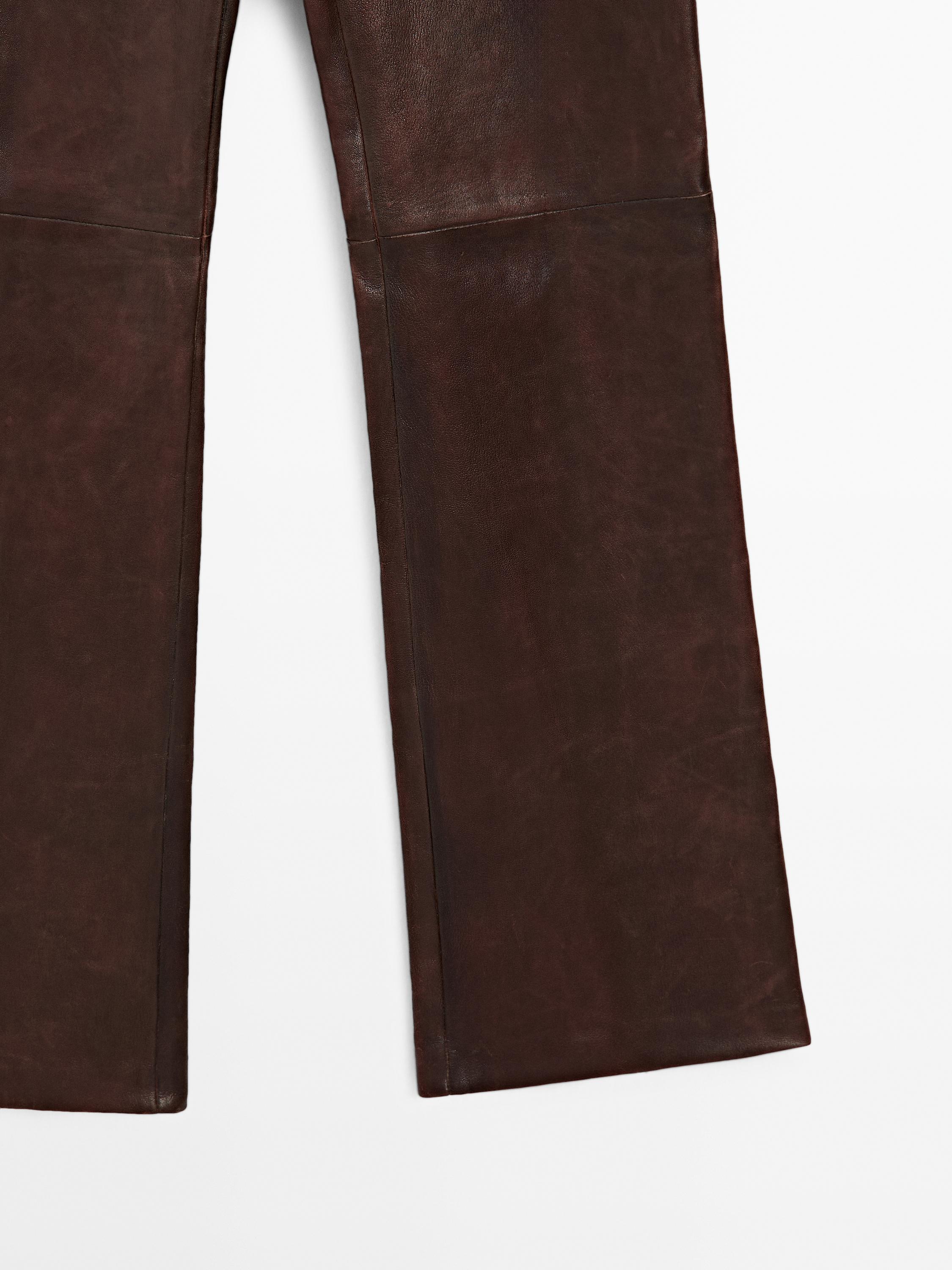 Nappa leather bell bottom trousers